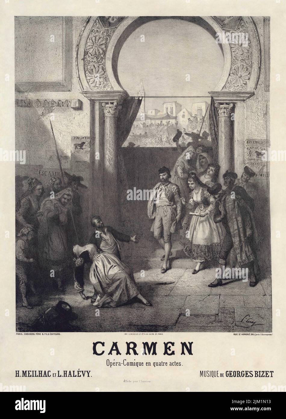 Affiche pour la première de l'opéra Carmen de Georges Bizet. Musée : COLLECTION PRIVÉE. Auteur: Prudent-Louis Leray. Banque D'Images