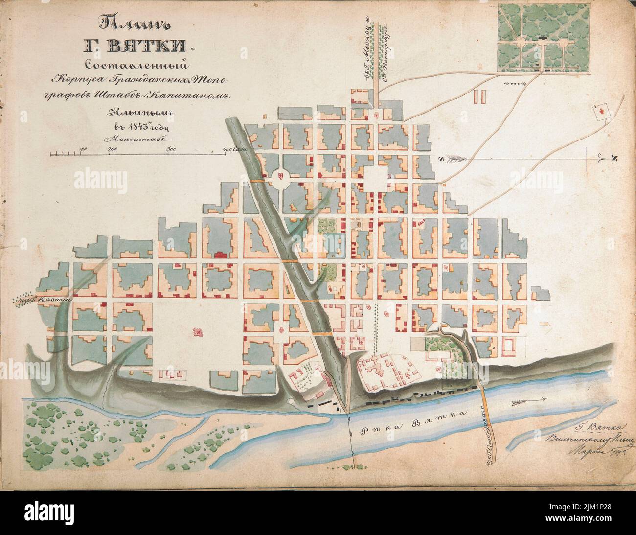 Plan de la ville de Vyatka. Musée : COLLECTION PRIVÉE. Auteur: Alexey Afinogenovich Ilyin. Banque D'Images