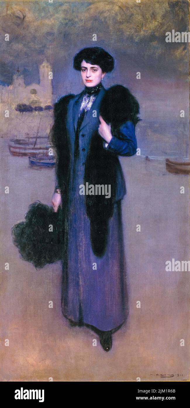Portrait de Dolors Vidal, peinture à l'huile sur toile par Ramon Casas, 1911 Banque D'Images