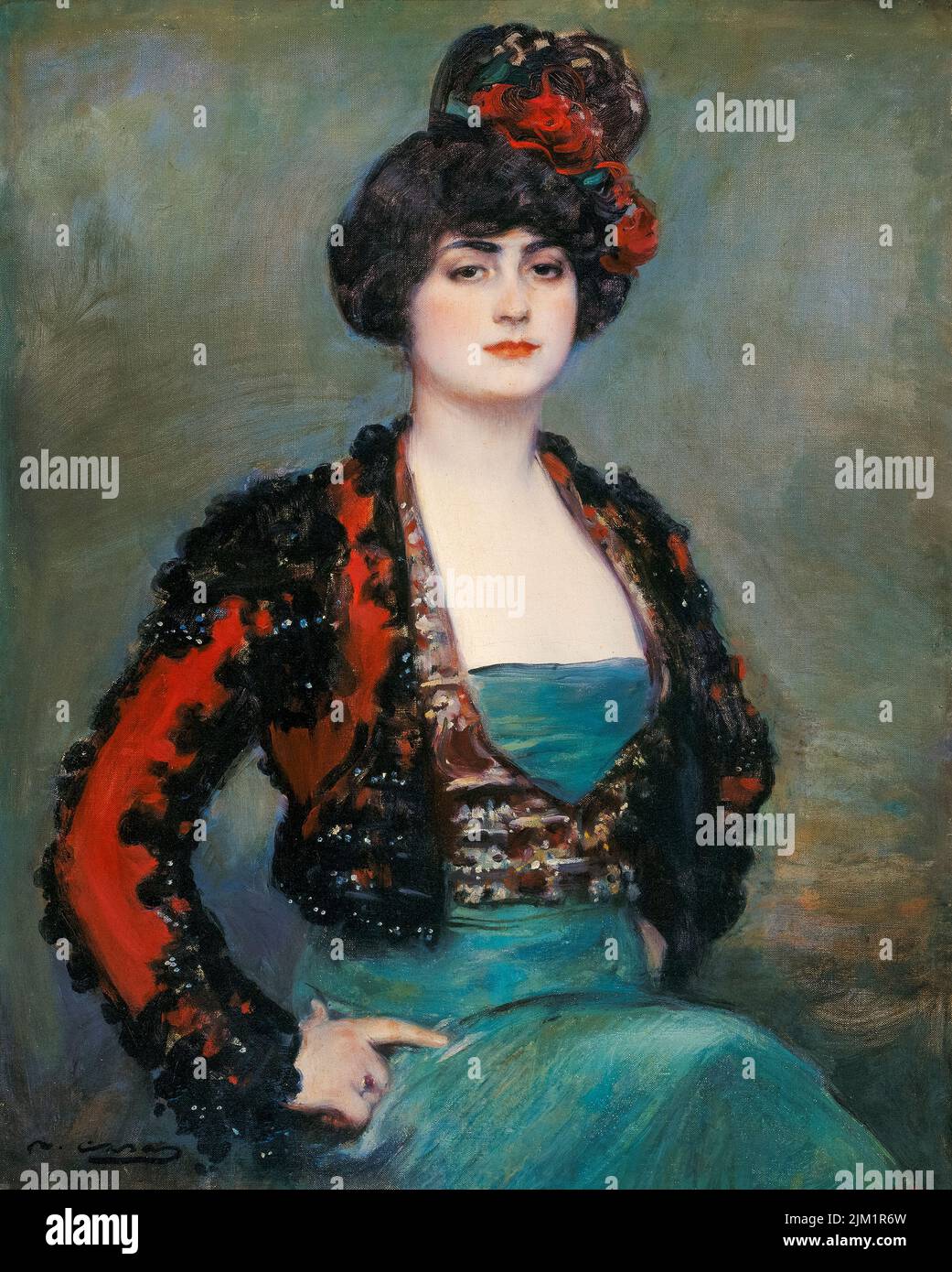 Ramon Casas portrait painting, Julia, (Júlia Peraire i Ricarte, 1888-1941, épouse de l'artiste), huile sur toile, vers 1915 Banque D'Images