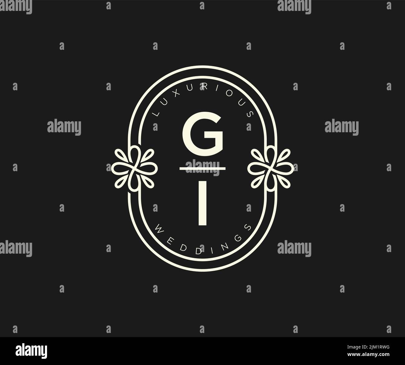 GI initiales lettre mariage monogramme logos modèle, dessin à la main moderne minimalistes et modèles floraux pour cartes d'invitation, Save the Date, élégant Illustration de Vecteur