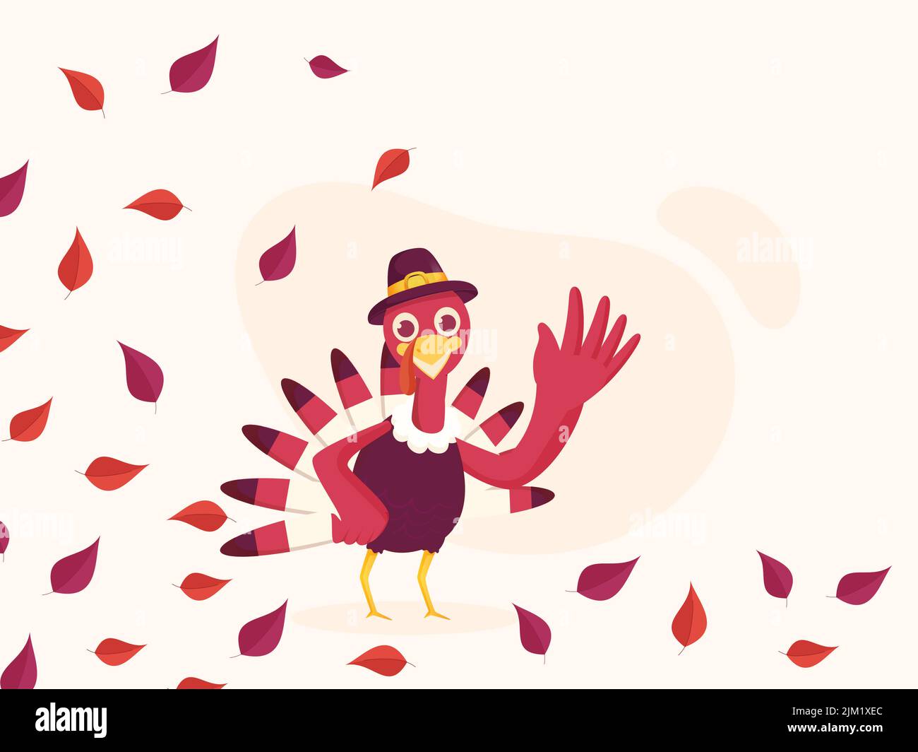 Le concept de Thanksgiving avec des oiseaux et des feuilles de dinde. Illustration de Vecteur