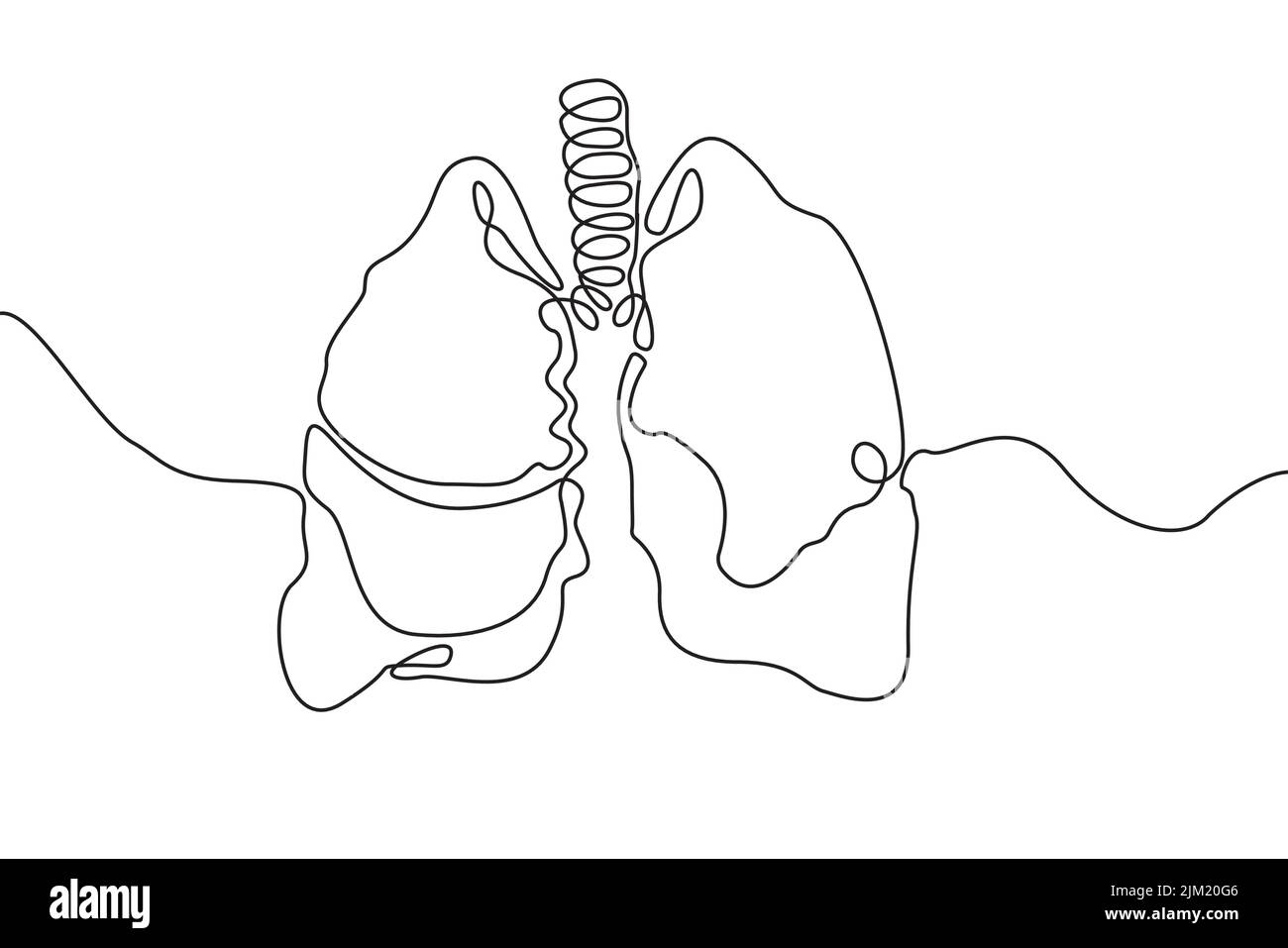 Poumons tracé à la main icône tracé en ligne continue. Human Orgues Creative résumé art arrière-plan tendance concept un seul design de ligne. Contour simple Illustration de Vecteur