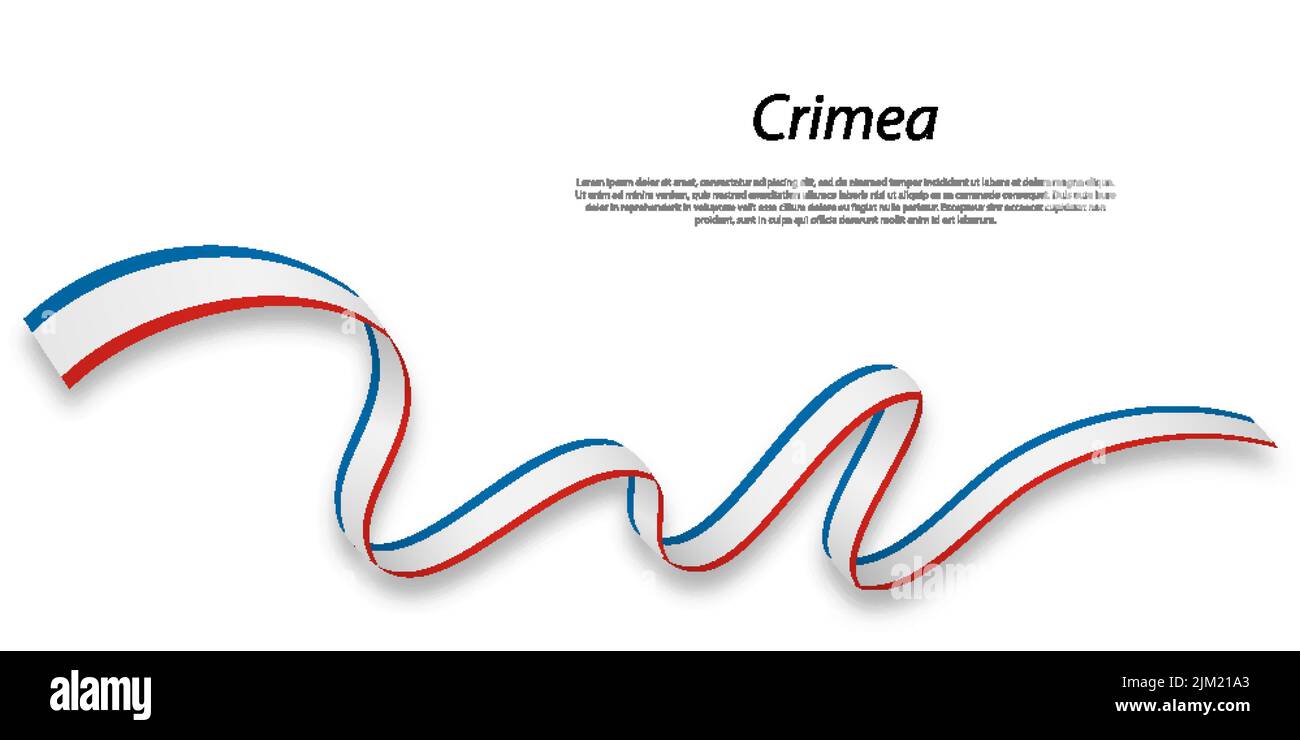 La région russe est marquée par l'ondulation d'un ruban ou d'une bande avec le drapeau de la Crimée Illustration de Vecteur