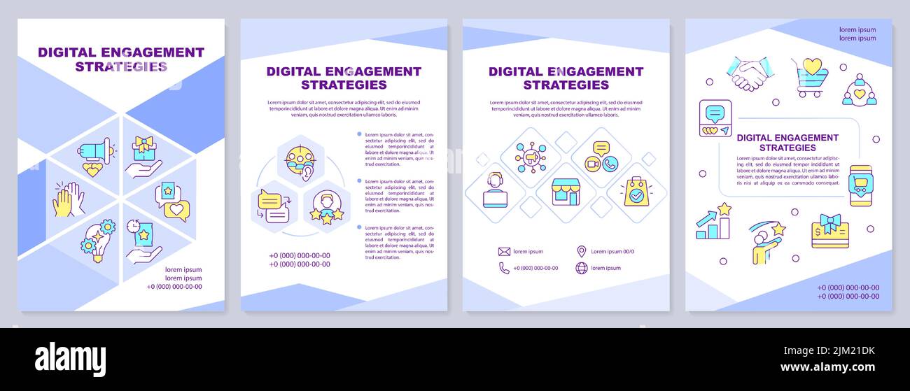 Modèle de brochure sur les stratégies d'engagement numérique Illustration de Vecteur