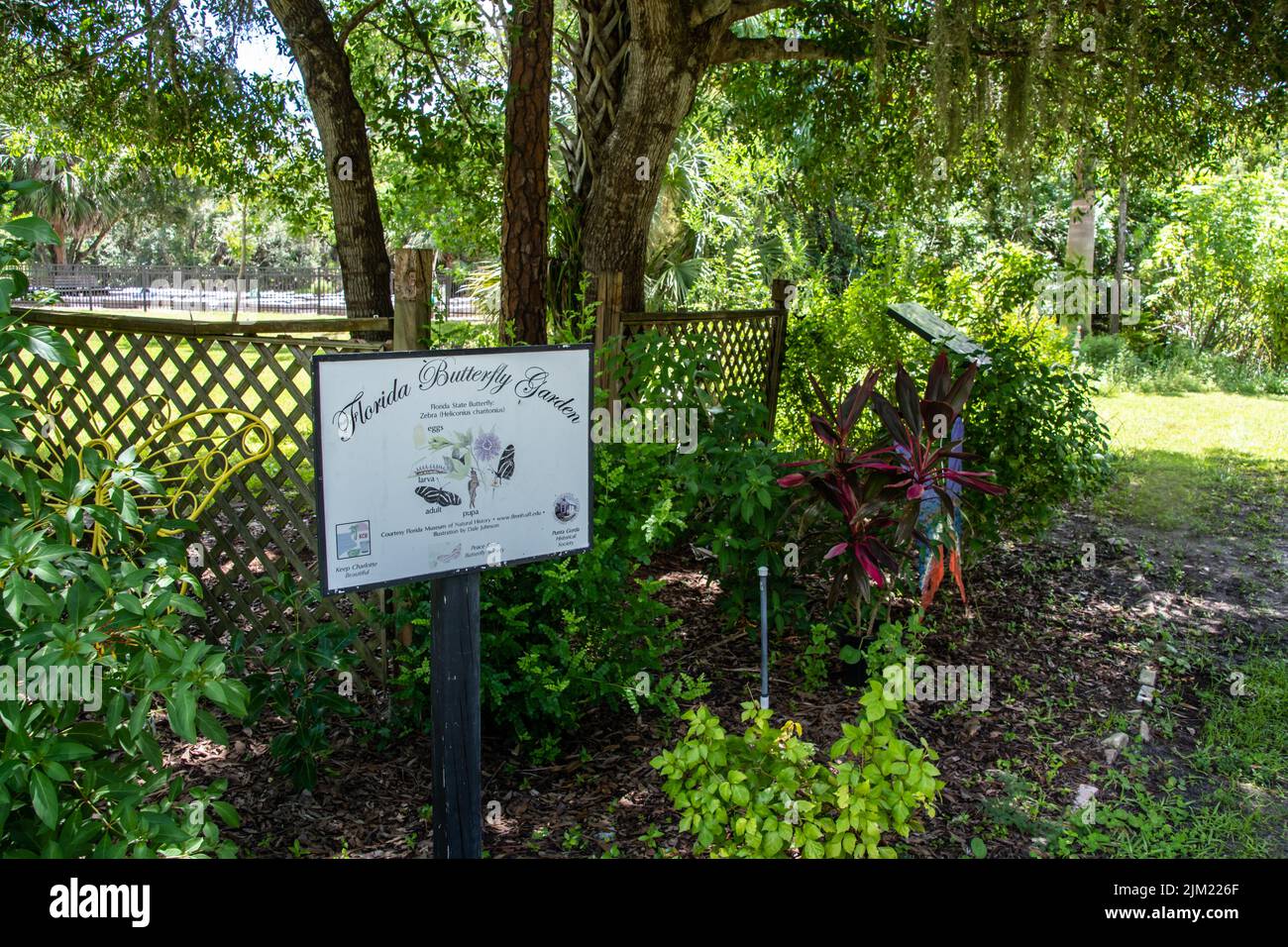 Parc historique et jardin des papillons à Punta Gorda, Floride, comté de Charlotte dans le sud-ouest de la Floride près de la rivière de la paix, côte du golfe. Banque D'Images