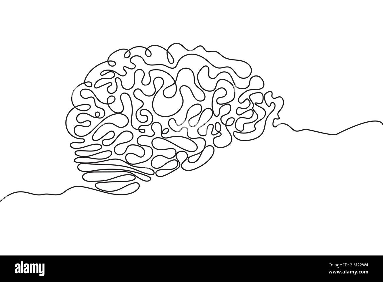 Brain main dessin de ligne continue d'icône. Human Orgues Creative résumé art arrière-plan tendance concept un seul design de ligne. Contour simple Illustration de Vecteur