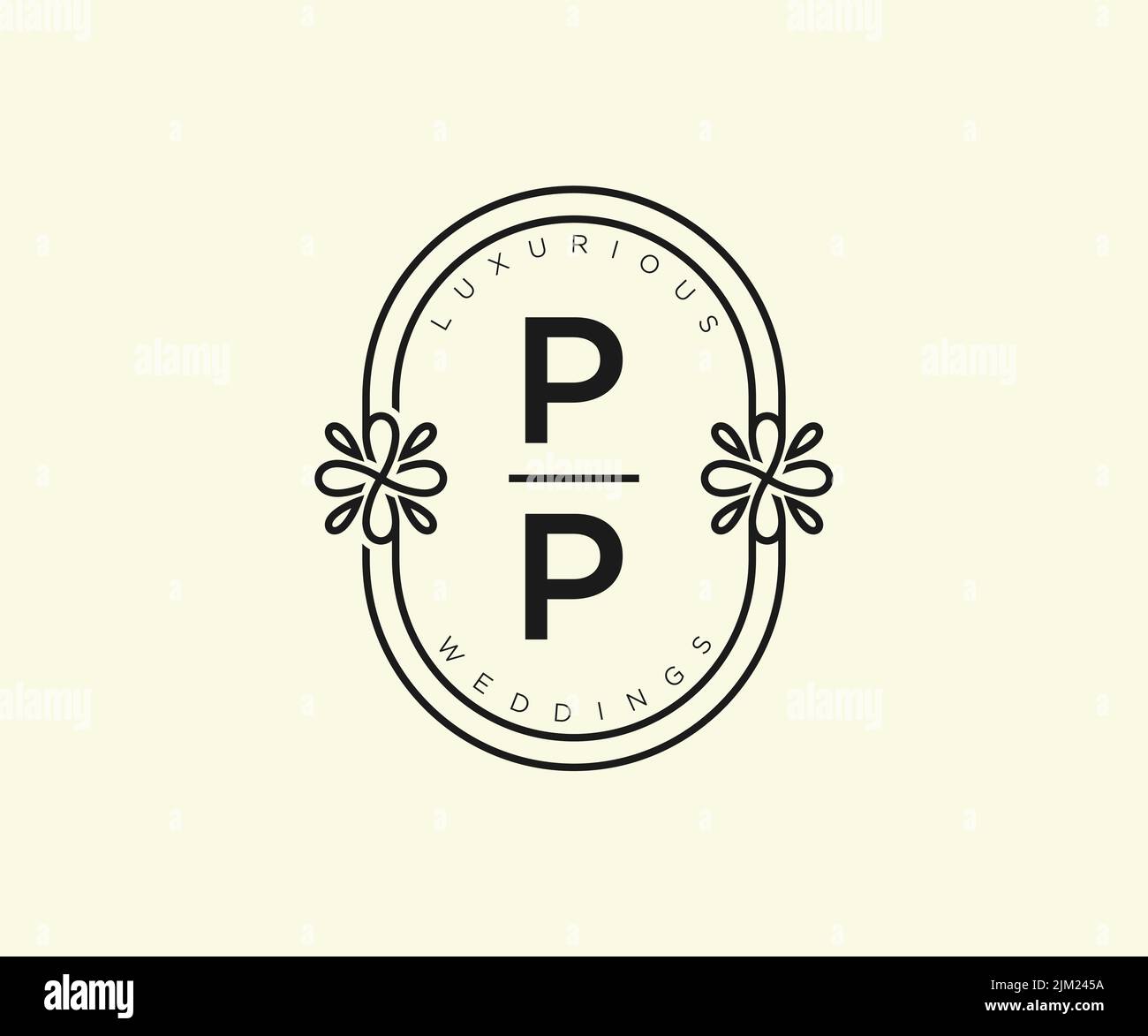 PP initiales lettre mariage monogramme logos modèle, dessin à la main moderne minimalistes et modèles floraux pour cartes d'invitation, Save the Date, élégant Illustration de Vecteur