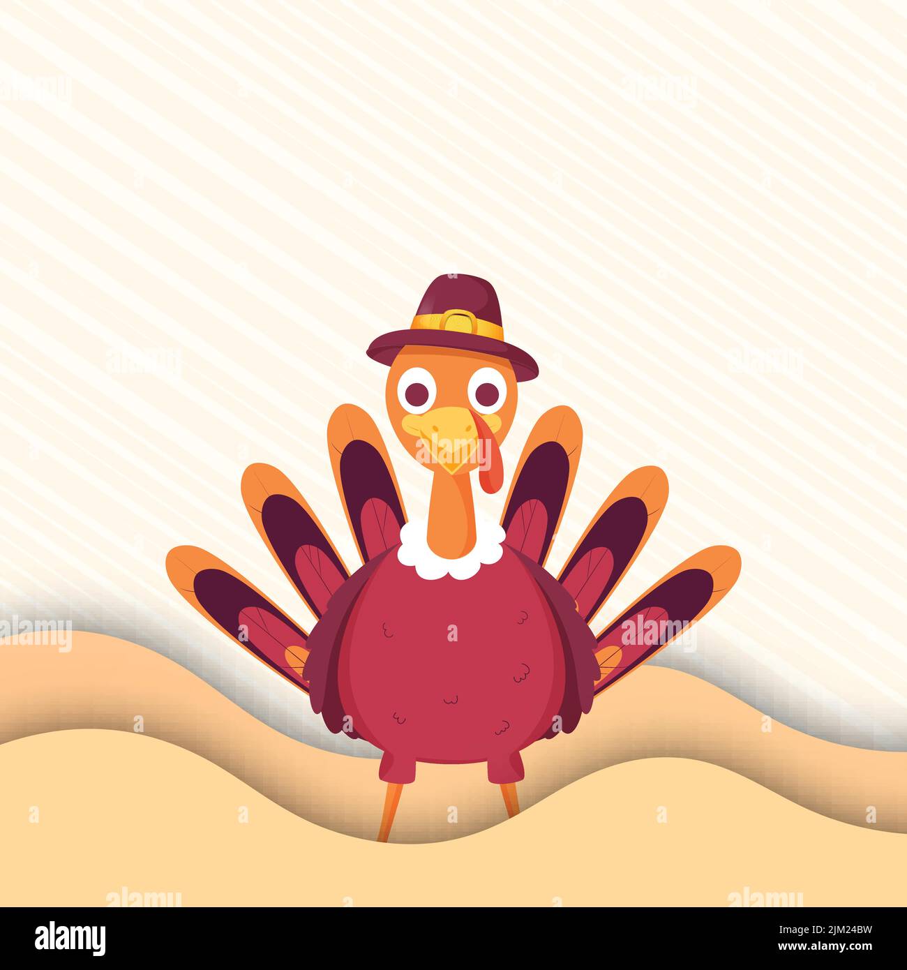 Le concept de Thanksgiving avec un oiseau dinde souriant. Illustration de Vecteur