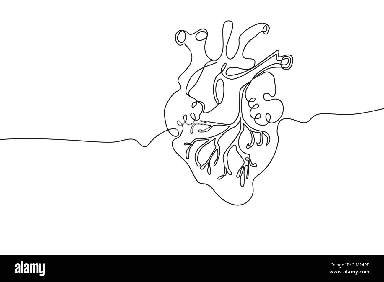 Dessin de ligne continue d'icône en forme de coeur à la main. Human Orgues Creative résumé art arrière-plan tendance concept un seul design de ligne. Contour simple Illustration de Vecteur