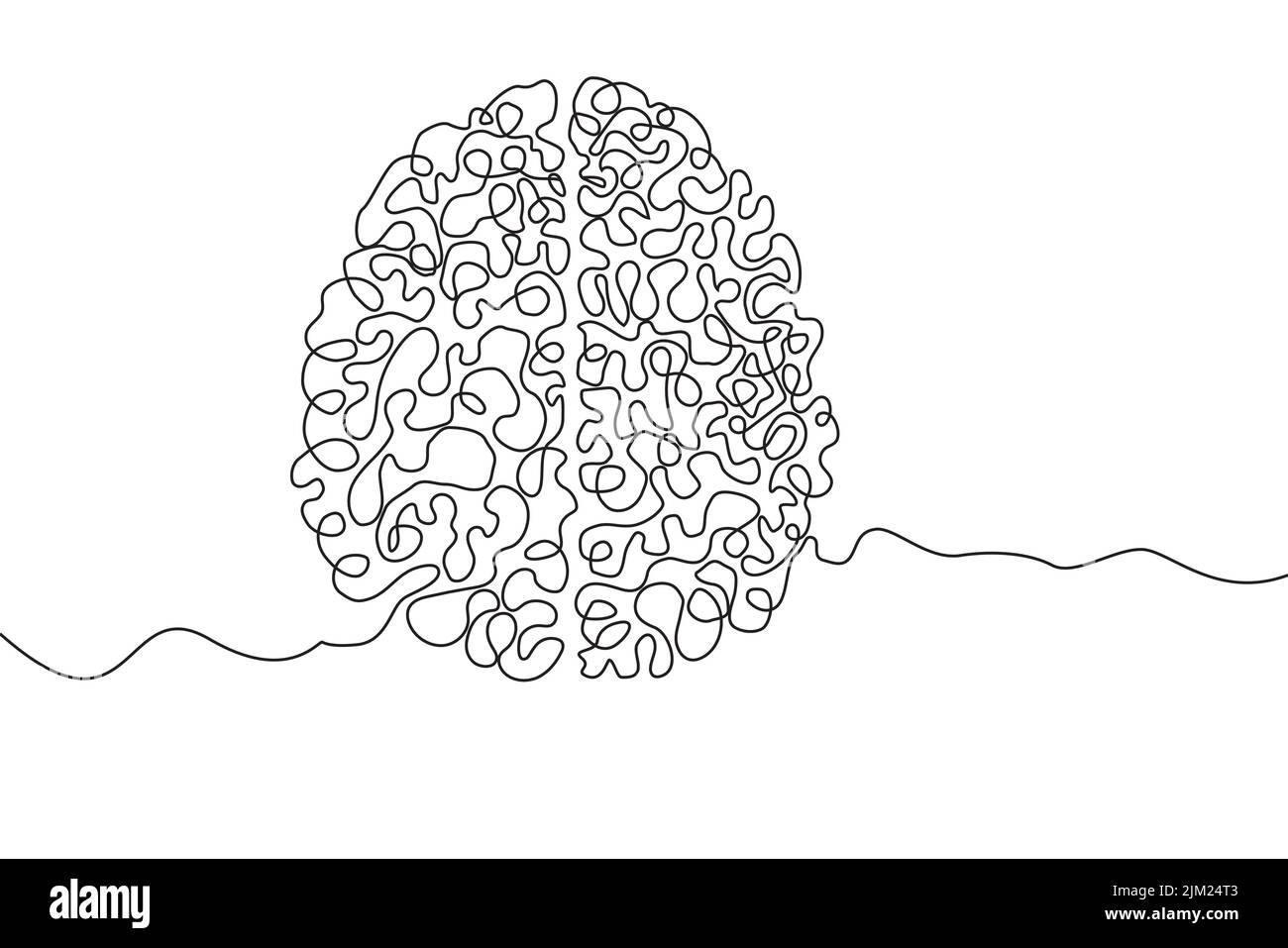 Brain main dessin de ligne continue d'icône. Human Orgues Creative résumé art arrière-plan tendance concept un seul design de ligne. Contour simple Illustration de Vecteur