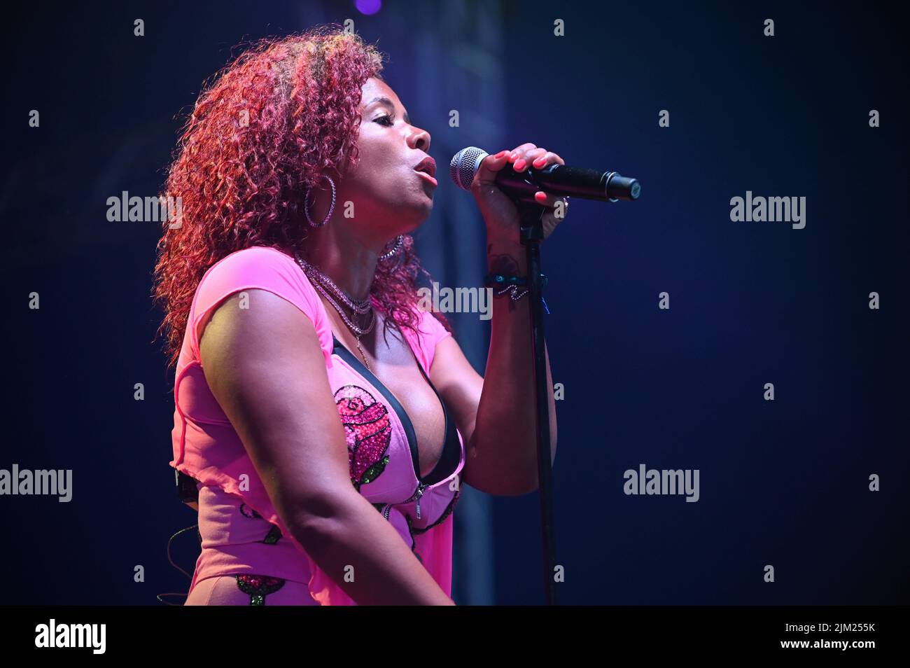 Sheffield, Royaume-Uni. 24th juillet 2022. Kelis Rogers-Mora, connue sous le nom de Kelis, interprète sa chanson à succès Milkshake au Festival des lignes de tramway de Sheffield. (Photo par Robin Burns/SOPA Images/Sipa USA) crédit: SIPA USA/Alay Live News Banque D'Images
