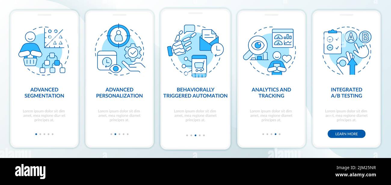 La plate-forme d'engagement client comprend un écran bleu d'application mobile d'intégration Illustration de Vecteur
