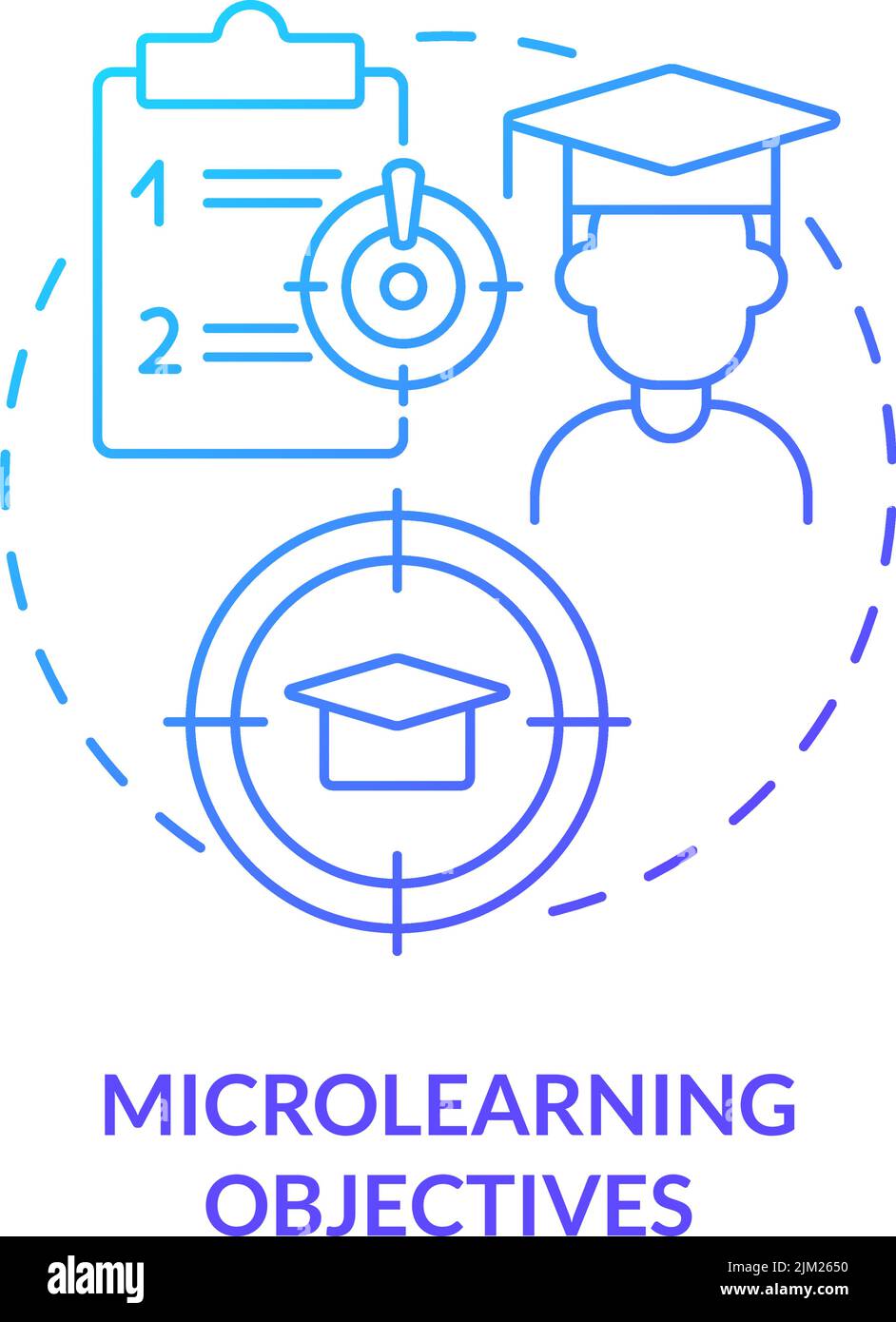 Icône de concept de gradient bleu des objectifs de microapprentissage Illustration de Vecteur