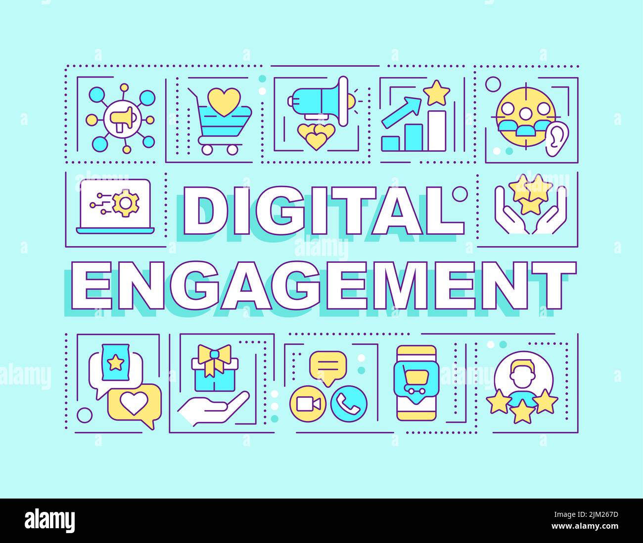 Bannière turquoise concepts de mot d'engagement numérique Illustration de Vecteur