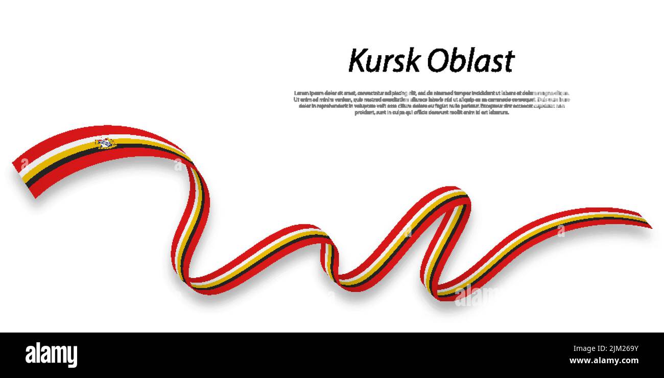 Le ruban ou la bande ondulée avec le drapeau de l'oblast de Kursk est une région de Russie Illustration de Vecteur