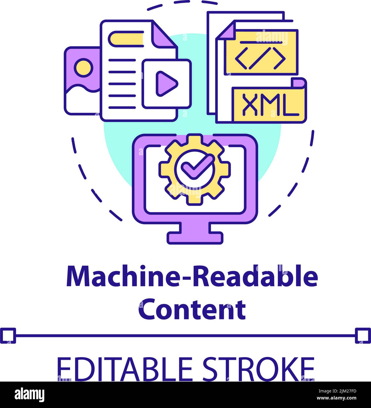 Icône de concept de contenu lisible par la machine Illustration de Vecteur