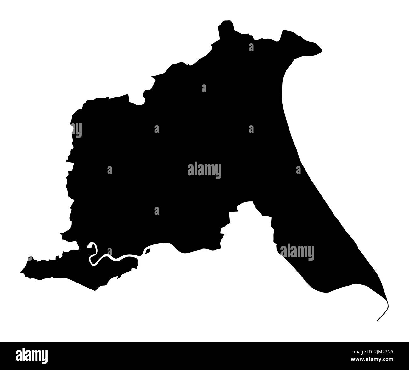 Carte de silhouette de l'East Riding of Yorkshire isolée sur fond blanc, Angleterre Illustration de Vecteur