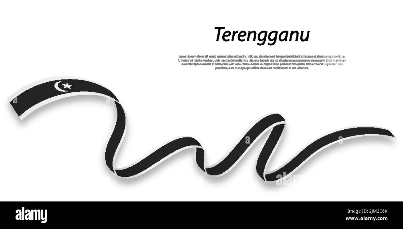 Le ruban ou la bande ondulée avec le drapeau de Terengganu est un état de la Malaisie Illustration de Vecteur