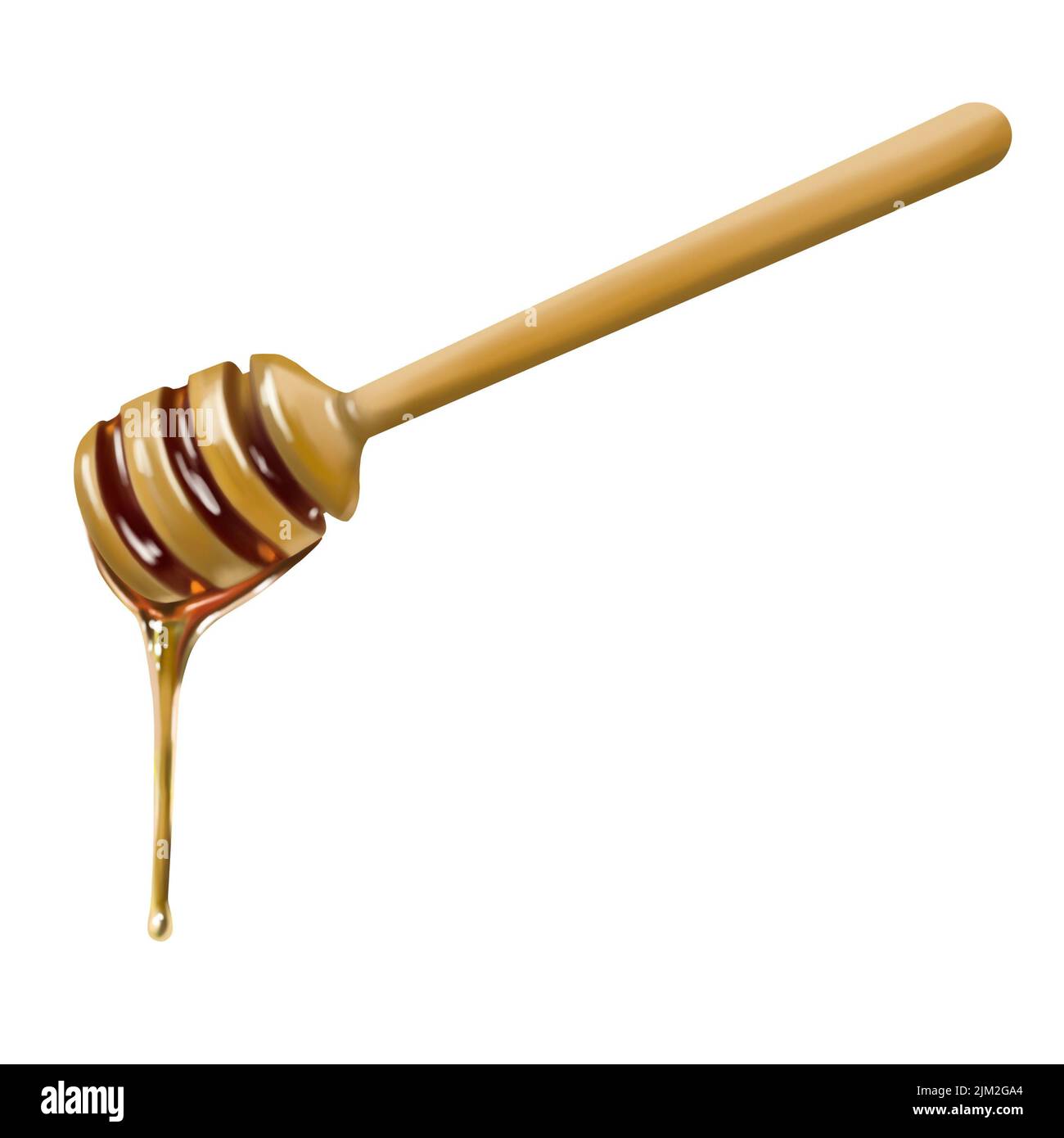 Cuillère à miel d'aquarelle. Une cuillerée de miel. Illustration réaliste Banque D'Images
