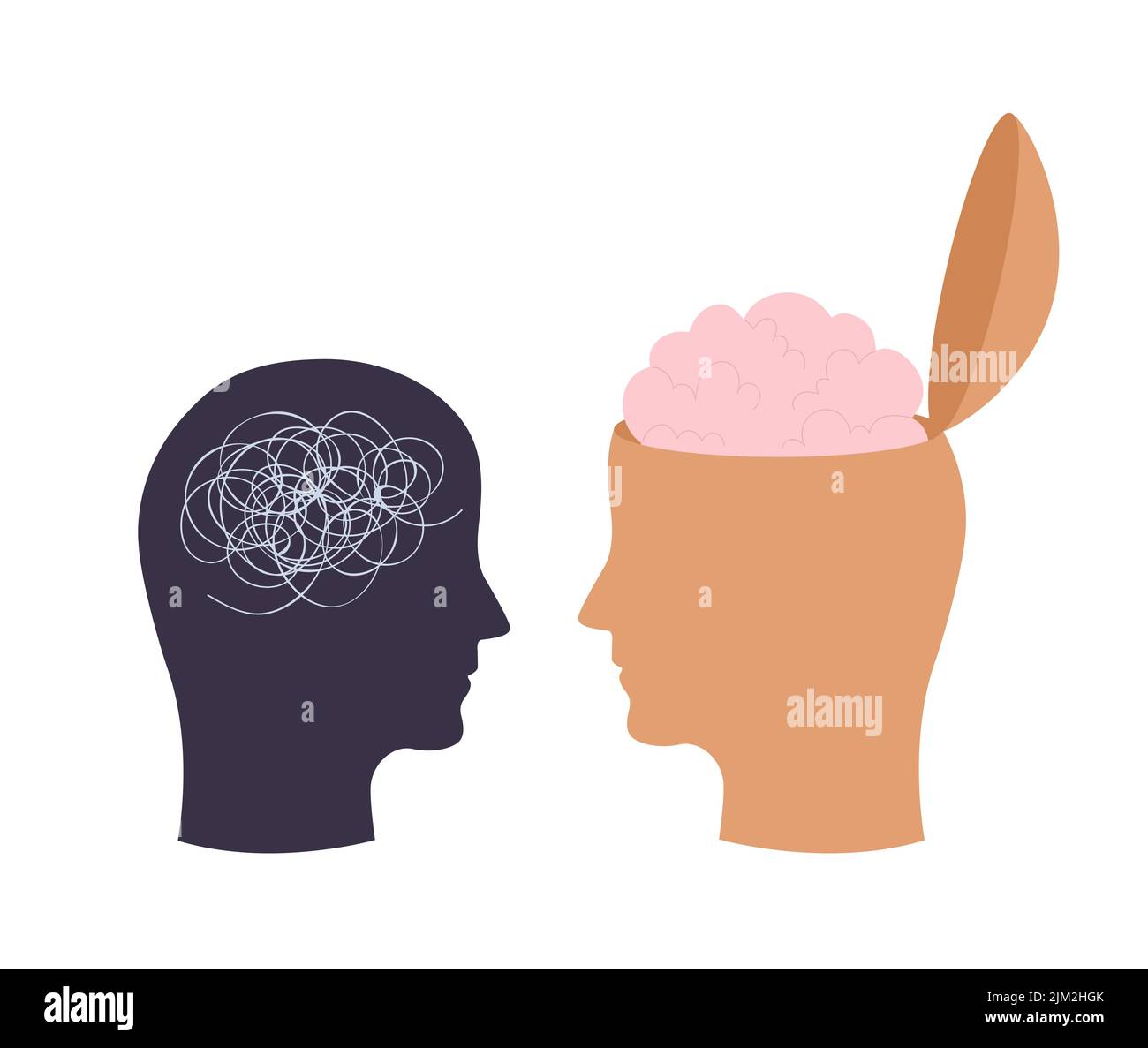 Santé mentale et troubles du cerveau. Illustration des maladies psychiatriques, de la dépression et du vecteur d'anxiété Illustration de Vecteur