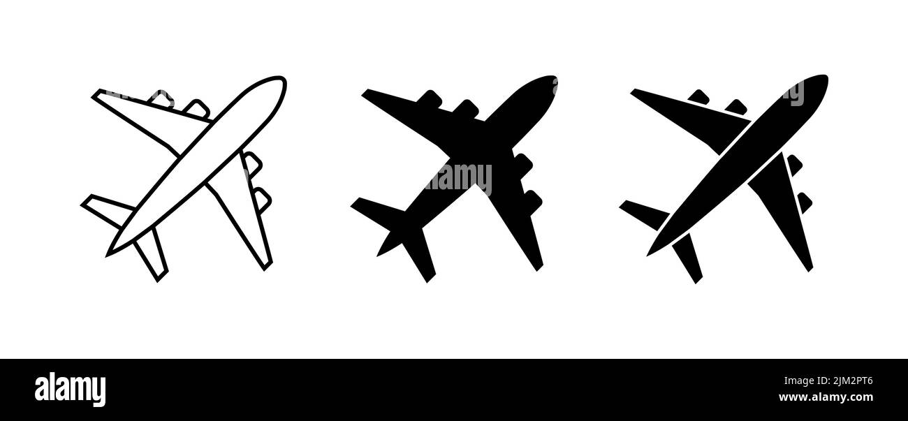 Ensemble d'icônes de plan, symbole d'avion de style plat Illustration de Vecteur