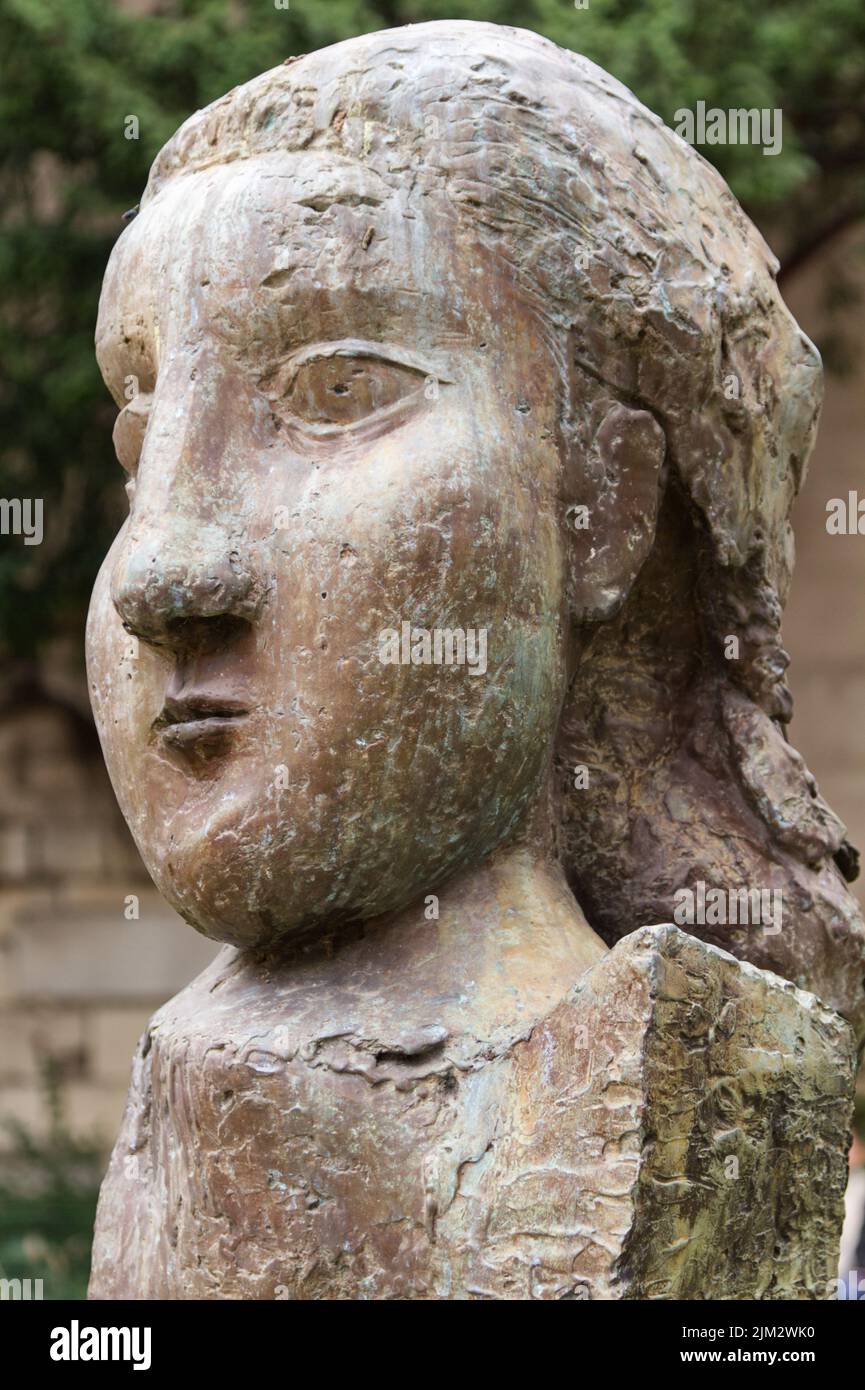 Buste de Guillaume Apollinaire (par Dora Maar, 1959) - Saint-Germain-des-Prés, place Laurent Prache - Paris Banque D'Images