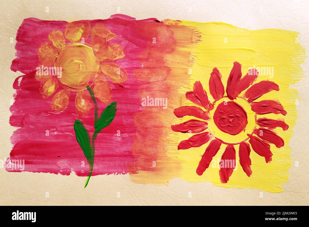 Motif fleuri fait main. Nature fleurie peintures abstraites de la nature. Peinture d'art colorée avec peintures acryliques. Dessiner comme un passe-temps. Peinture faite à la main. Banque D'Images