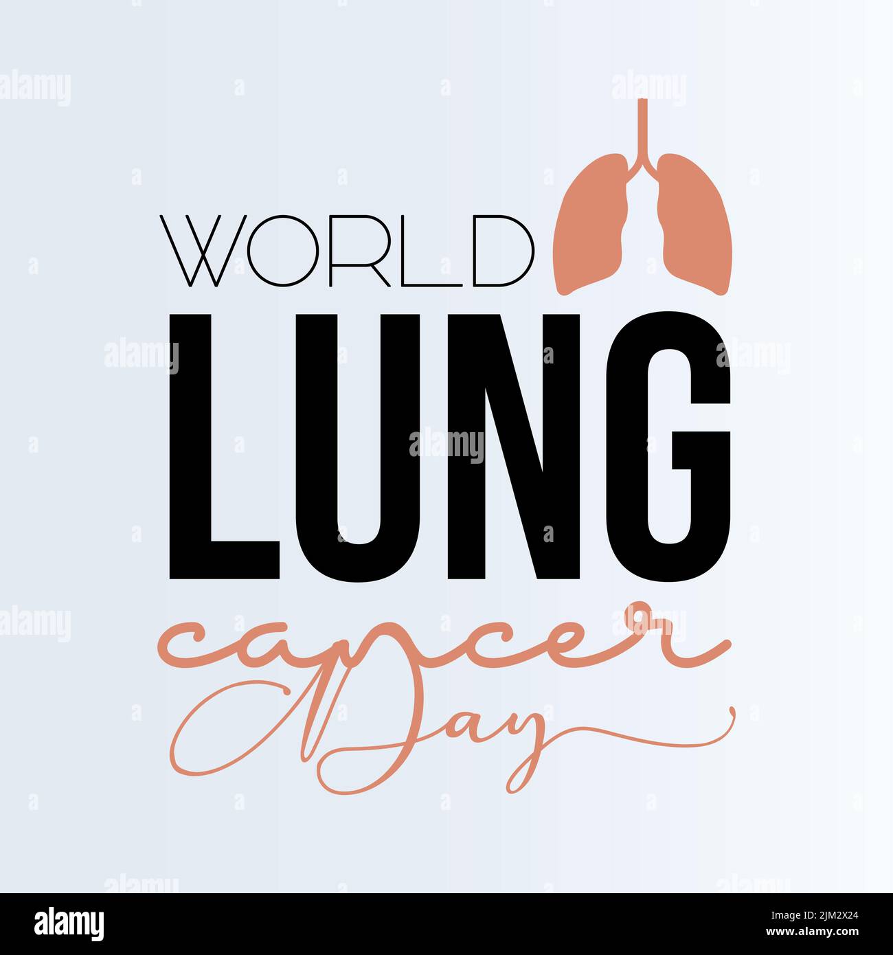 Journée mondiale du cancer du poumon. Motif vectoriel de calligraphie de script noir pour bannière, affiche, carte et fond. Modèle de vecteur de sensibilisation à la santé. Illustration de Vecteur
