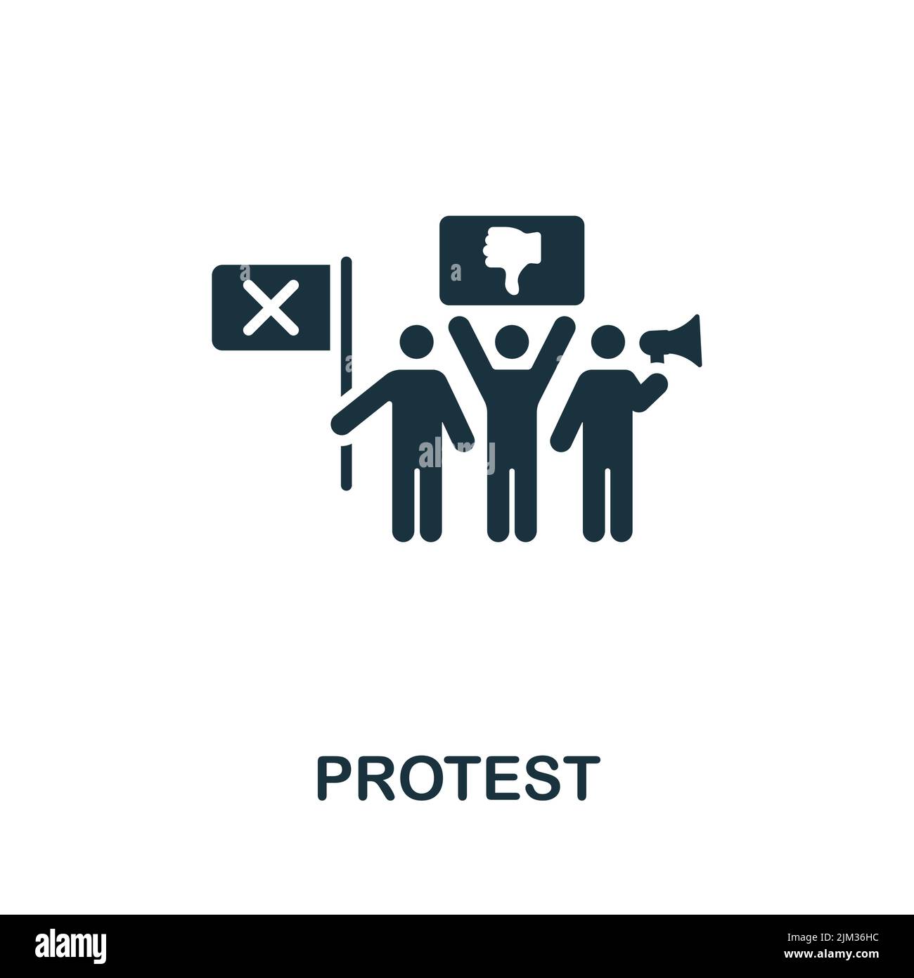 Icône de protestation. Icône de protestation monochrome de ligne simple pour modèles, web design et infographies Illustration de Vecteur