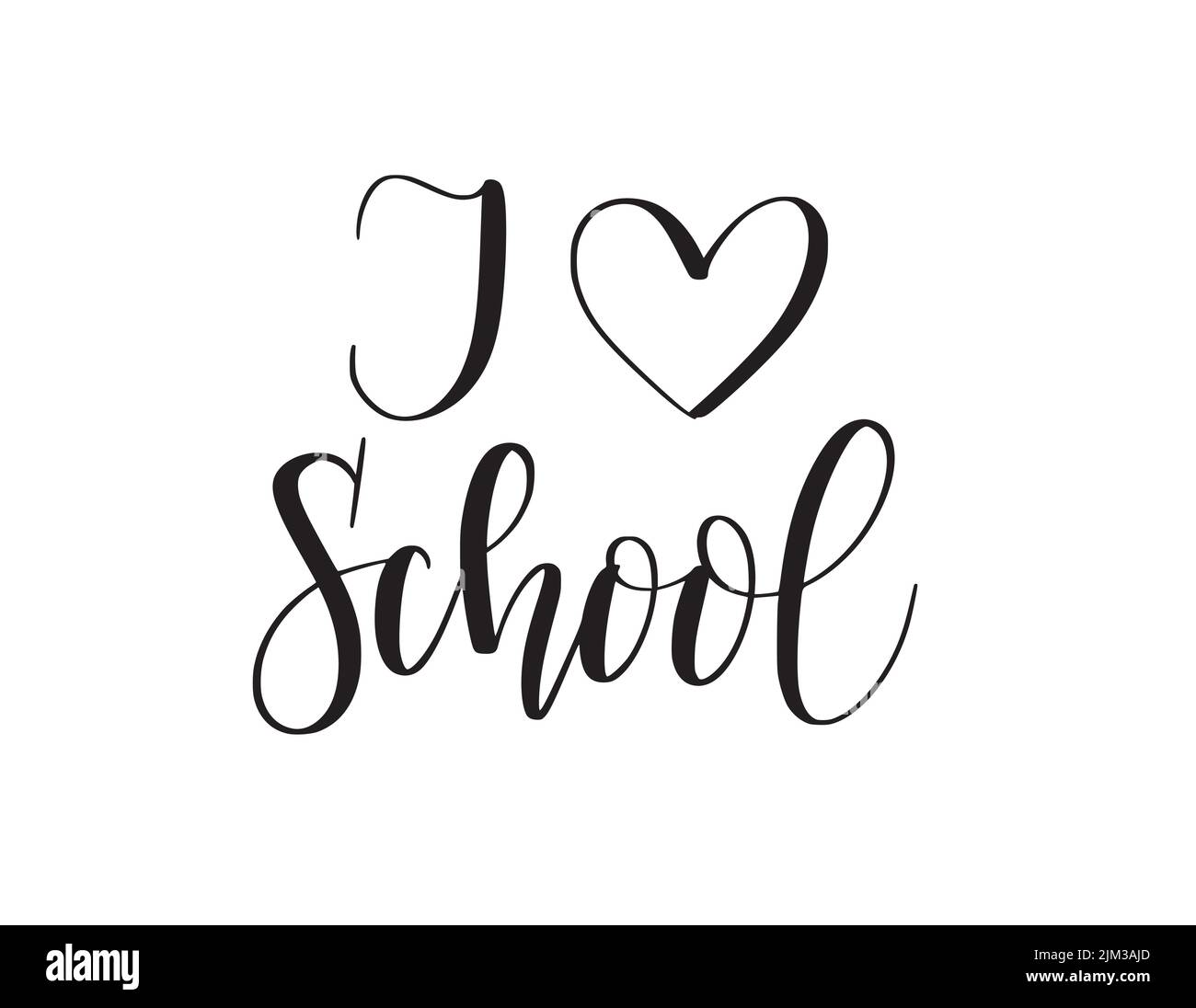 J'aime l'école mignonne calligraphie moderne pour les cartes et les autocollants Illustration de Vecteur