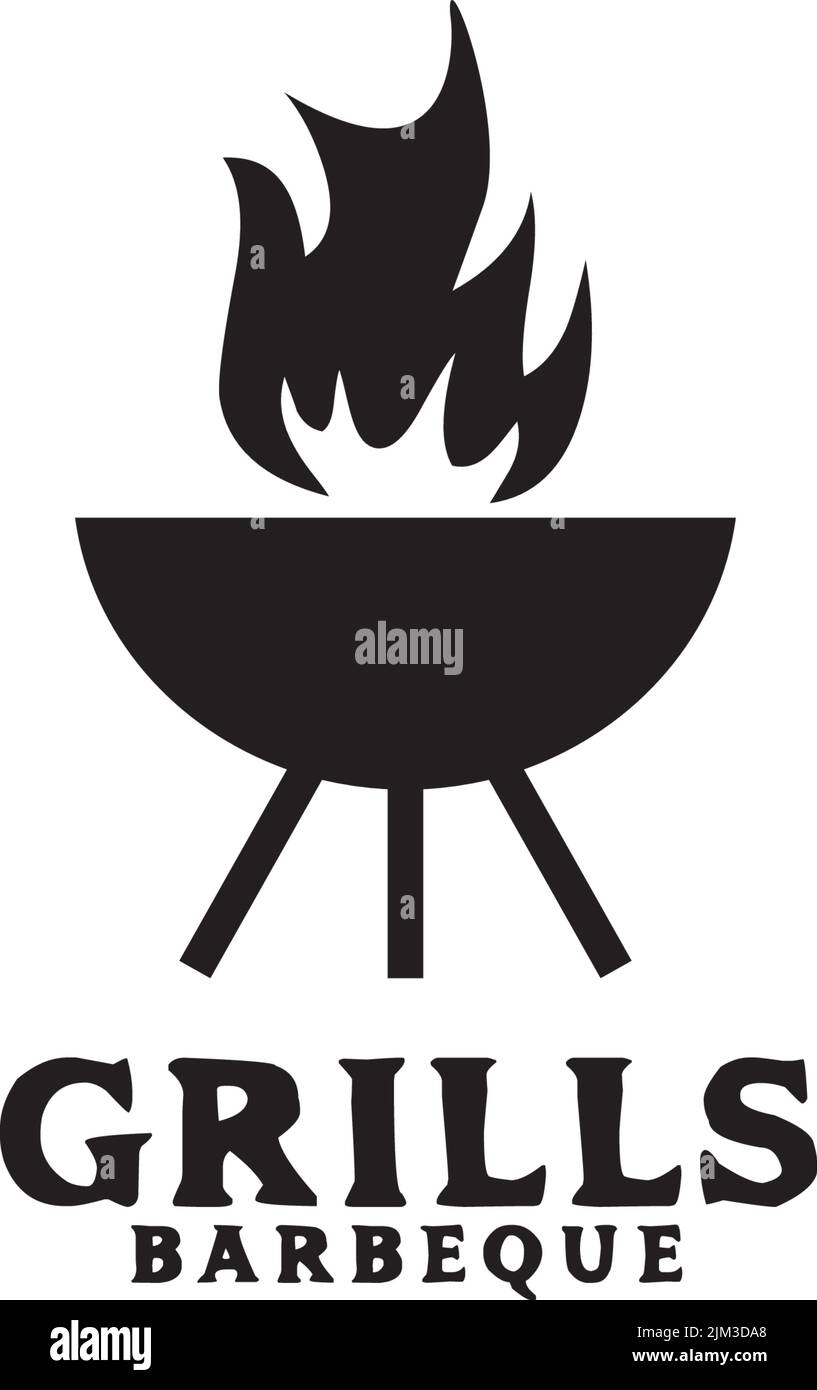 Modèle vectoriel d'inspiration avec logo d'icône de restaurant grill Illustration de Vecteur