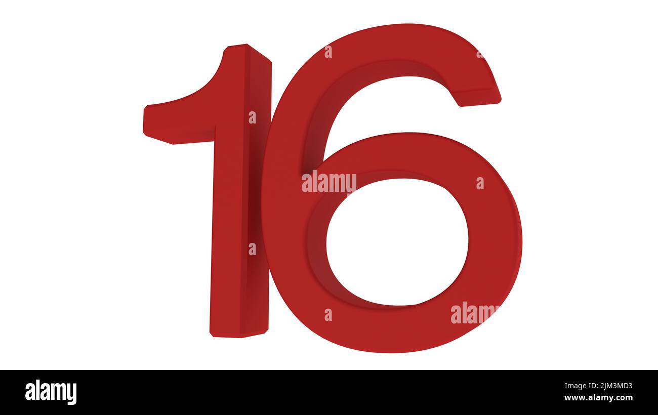 illustration du rendu d'anniversaire de cristal de verre numéro 16 or argent 3d Banque D'Images