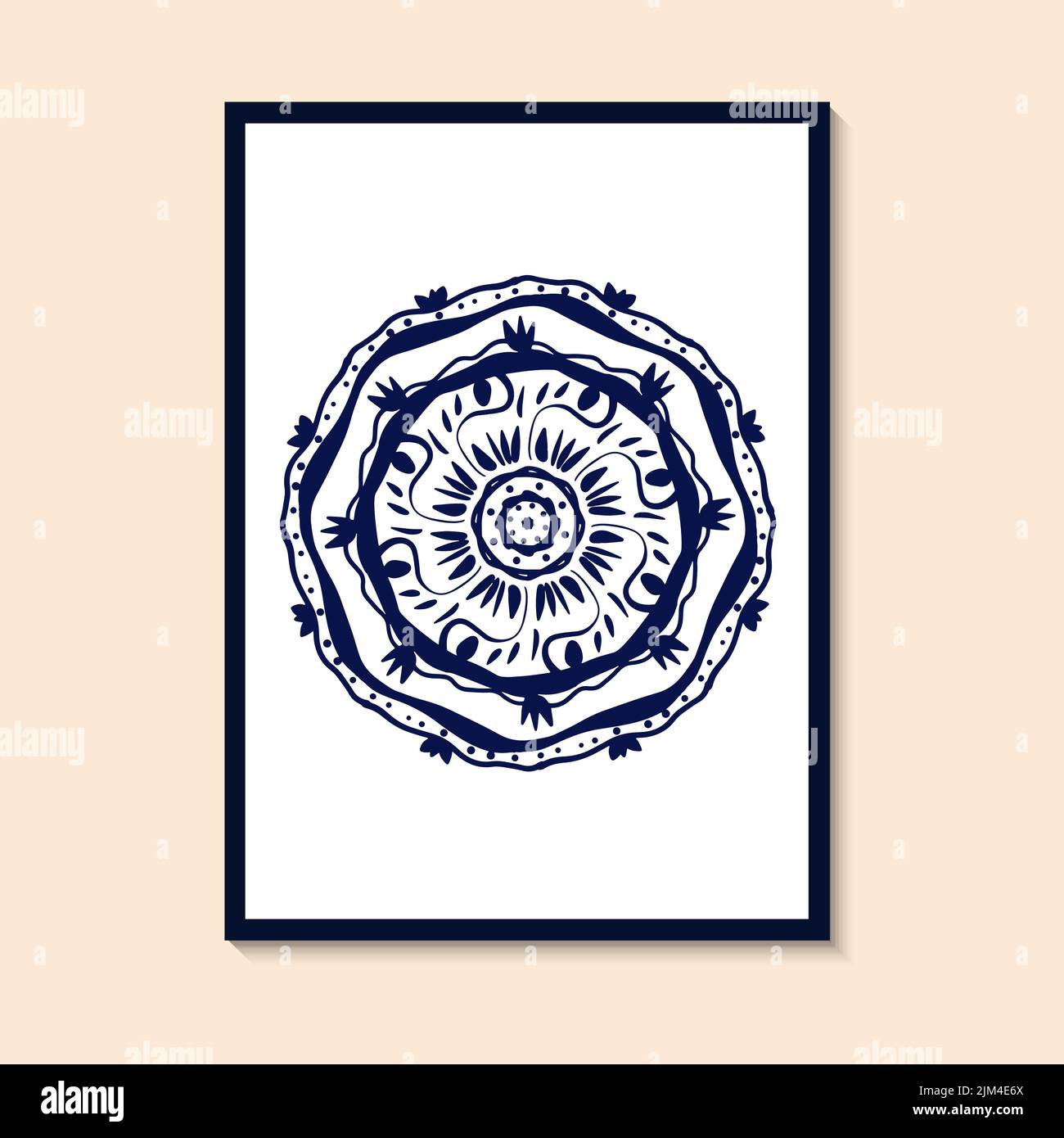 Bleu marine motif rond décoratif de mandala. Mandala bleu et blanc grande illustration vectorielle pour le tissu et le textile, le papier peint, la porcelaine, la vaisselle Illustration de Vecteur