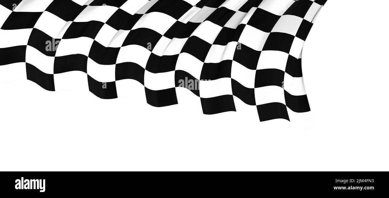 Un rendu 3D d'un drapeau à carreaux isolé sur un fond blanc Banque D'Images