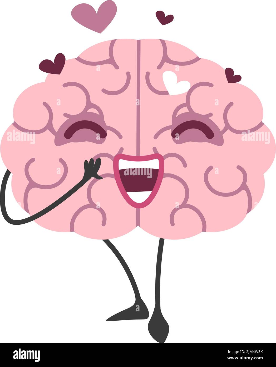 Cerveau caractère dans l'amour, esprit heureux personnage Illustration de Vecteur