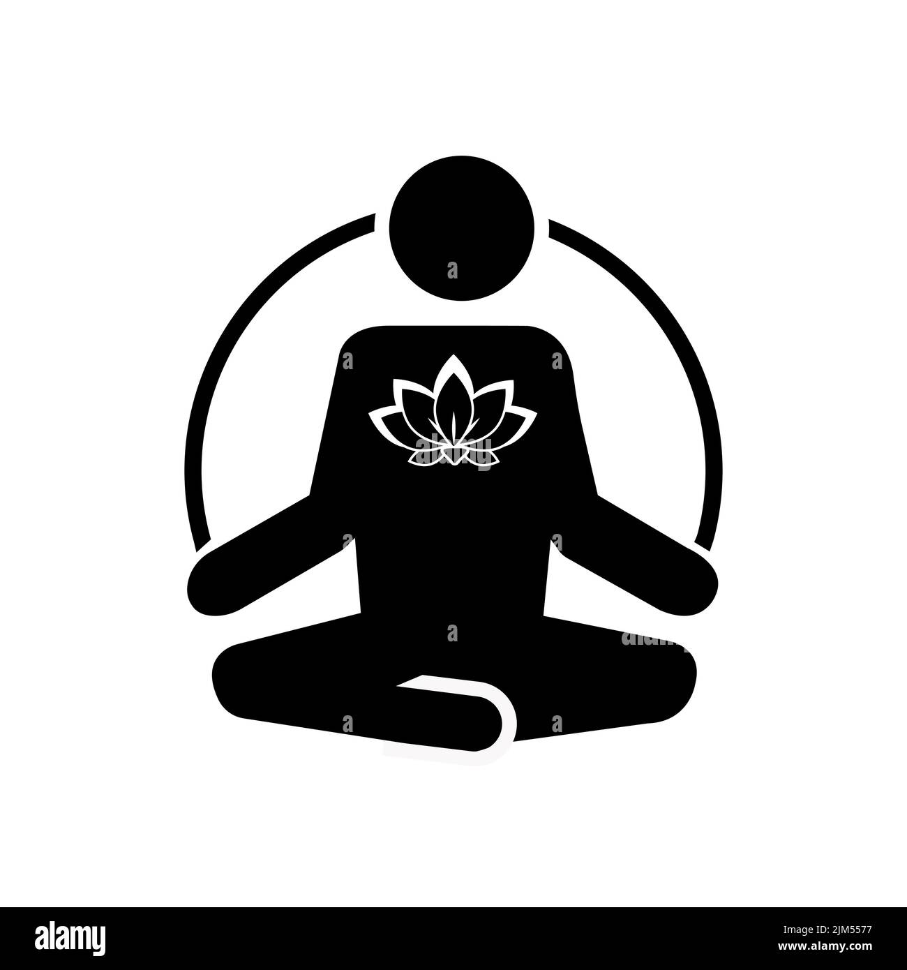 L'icône de yoga en noir et blanc. Vecteur. Illustration de Vecteur