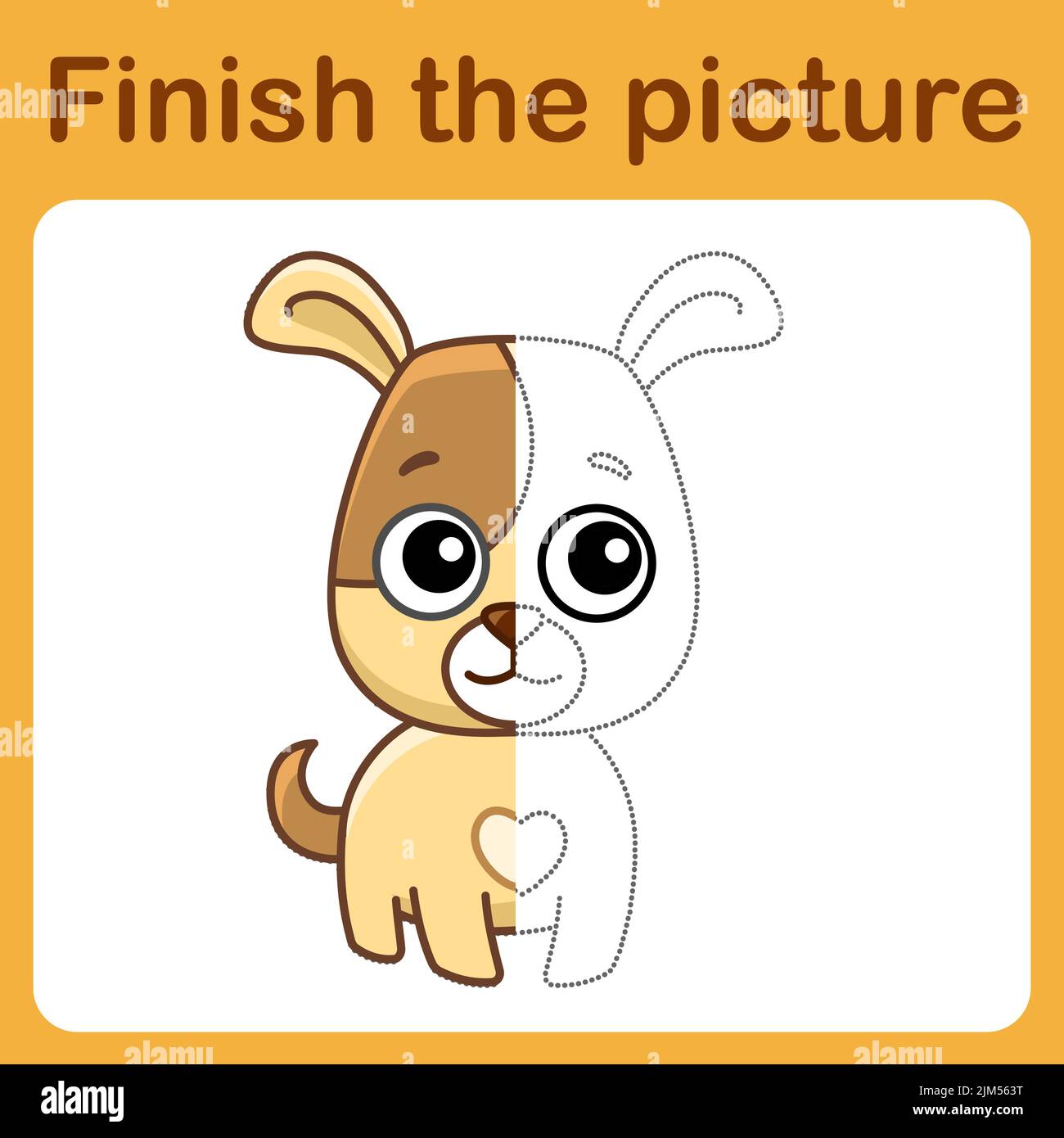 Connectez le point et complétez l'image. Livre de coloriage simple de chien. Jeu de dessin pour enfants Illustration de Vecteur