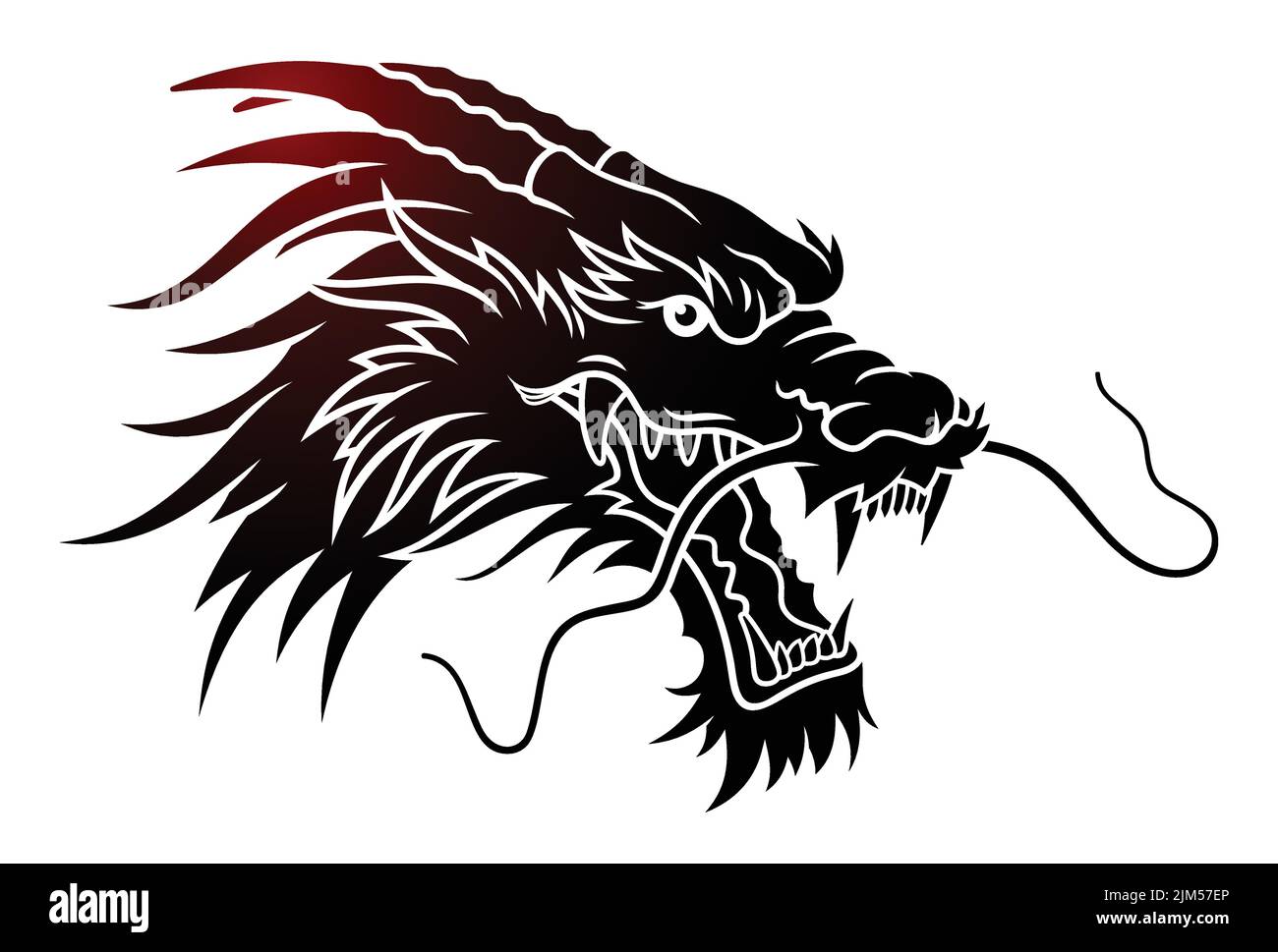 Illustration vectorielle de la silhouette de la tête de dragon Illustration de Vecteur