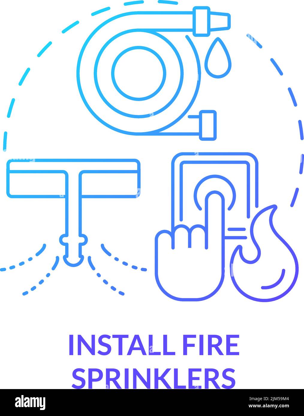 Installer les arroseurs d'incendie icône de concept de gradient bleu Illustration de Vecteur