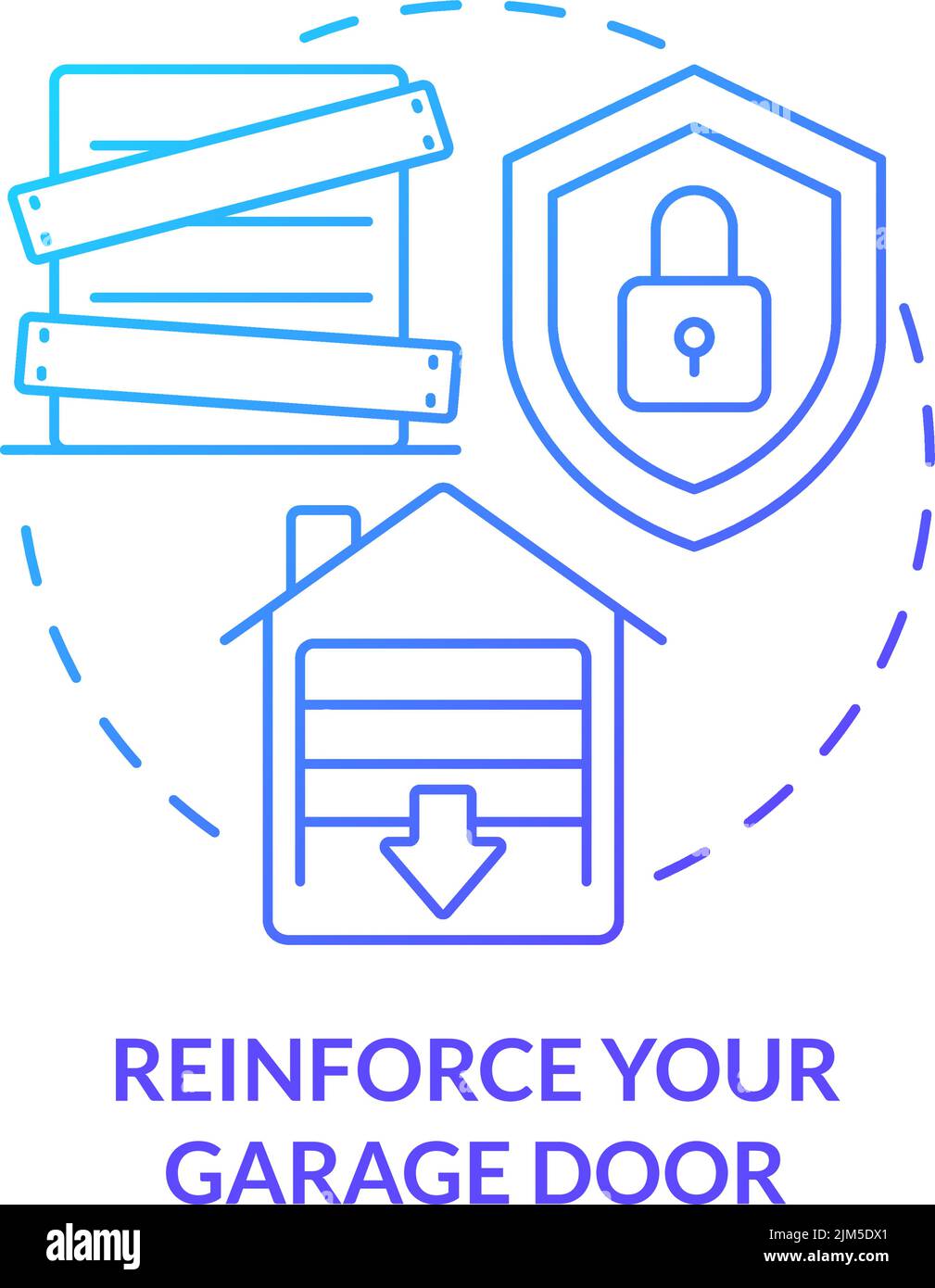 Renforcer l'icône de concept de dégradé bleu de la porte de garage Illustration de Vecteur