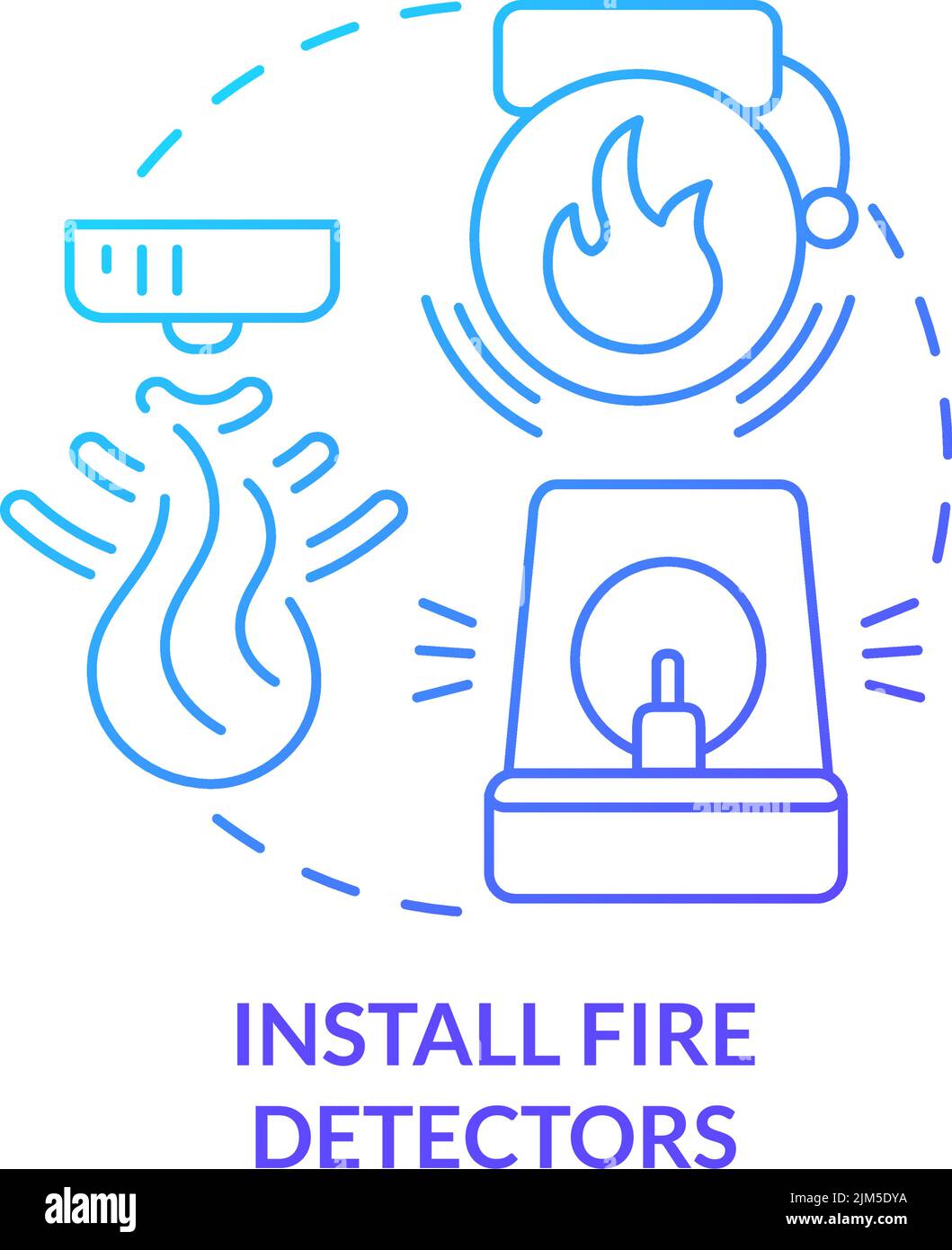 Installer les détecteurs d'incendie icône de concept de gradient bleu Illustration de Vecteur
