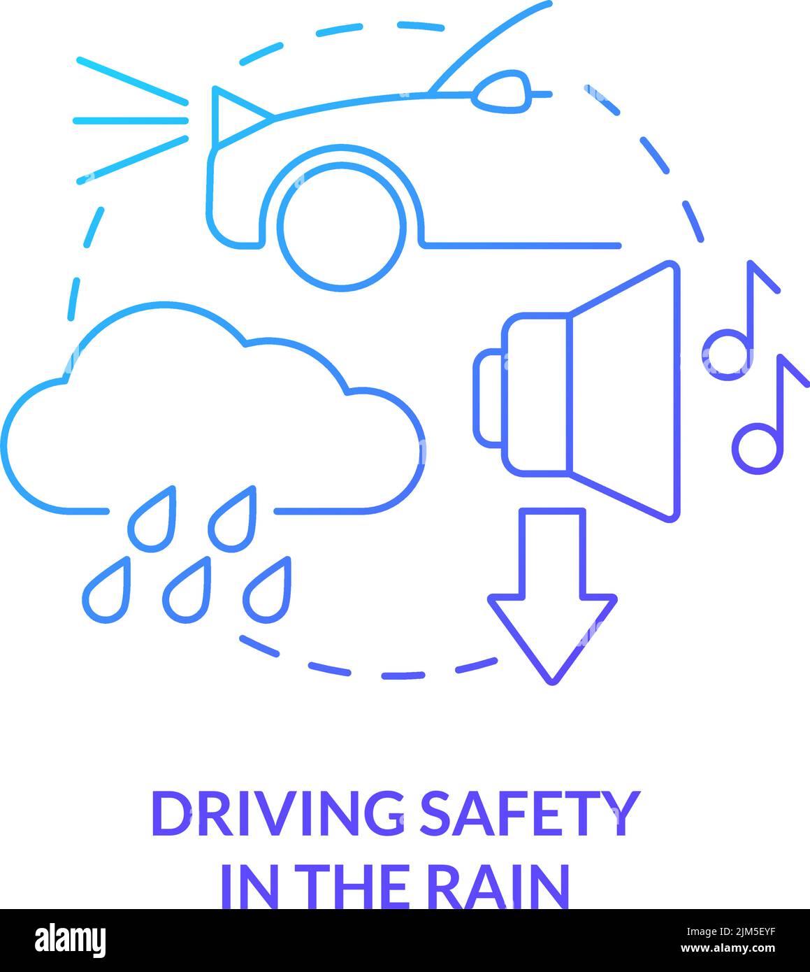 Icône de concept de sécurité de conduite en pente bleu pluie Illustration de Vecteur