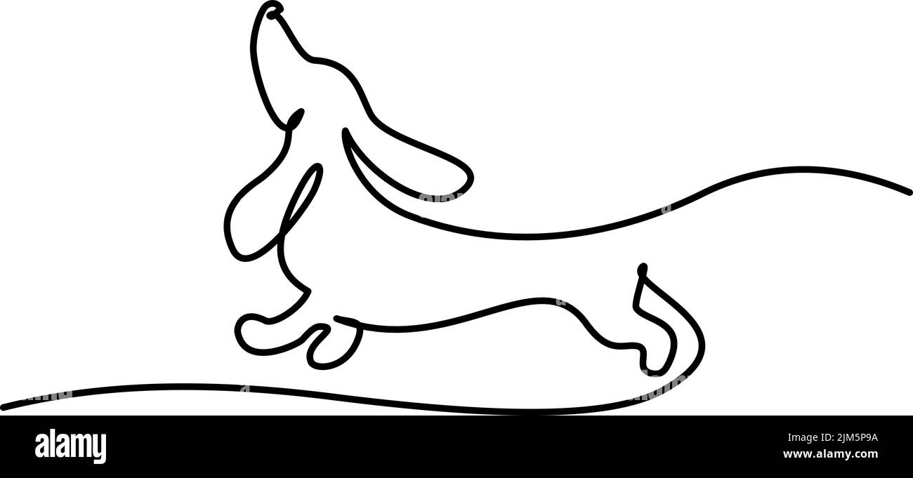 Logo silhouette de la conception de course à pied pour chiens de Dachshund. Mise en plan continue d'une ligne. Illustration vectorielle de style minimalisme dessinée à la main Illustration de Vecteur