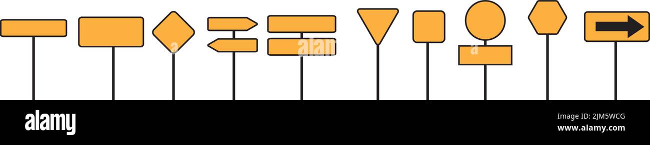 Un vecteur d'ensemble de panneaux de signalisation routière vides isolés sur fond blanc Illustration de Vecteur