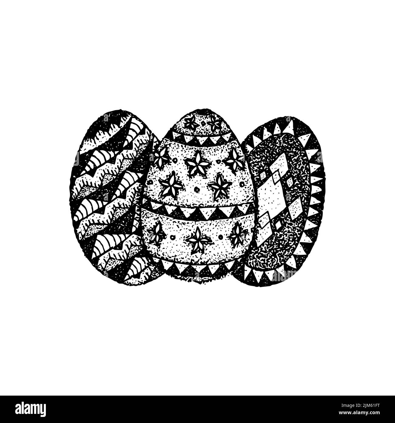 Trois oeufs de Pâques. Illustration vectorielle d'objets dessinés à la main. Illustration de Vecteur