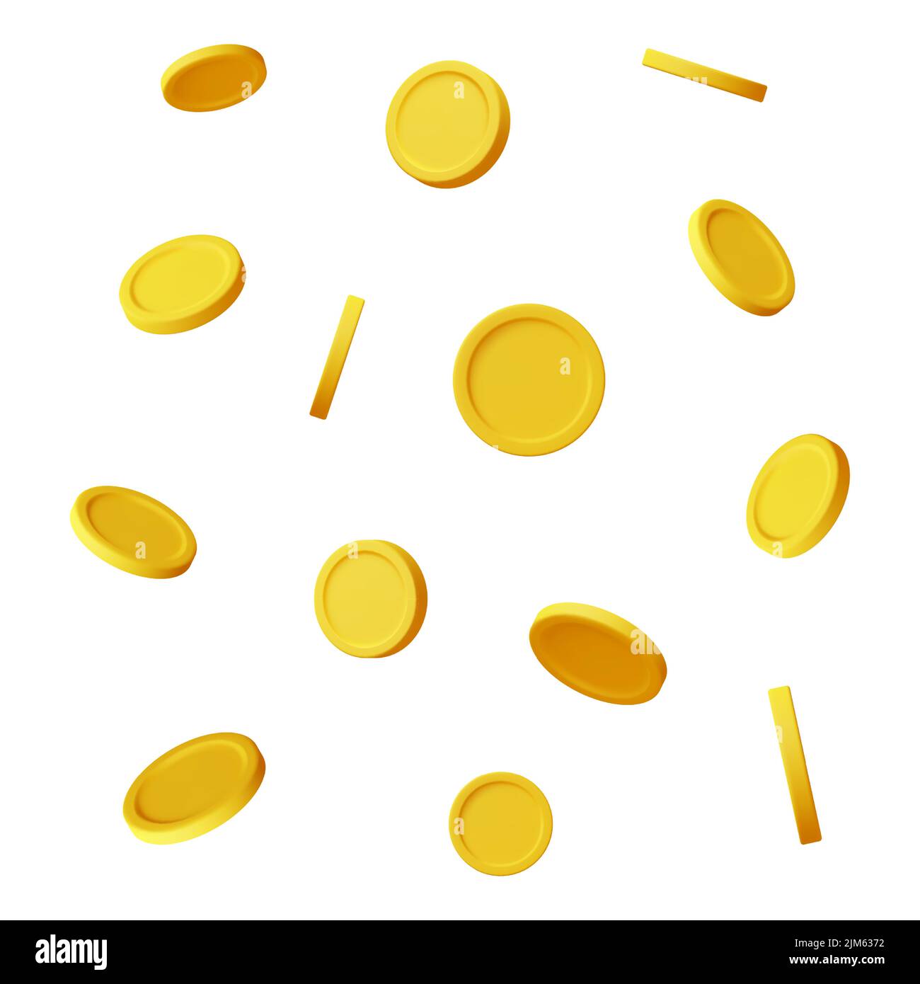 3D pièces d'or tombant isolées. Pluie d'argent Illustration de Vecteur