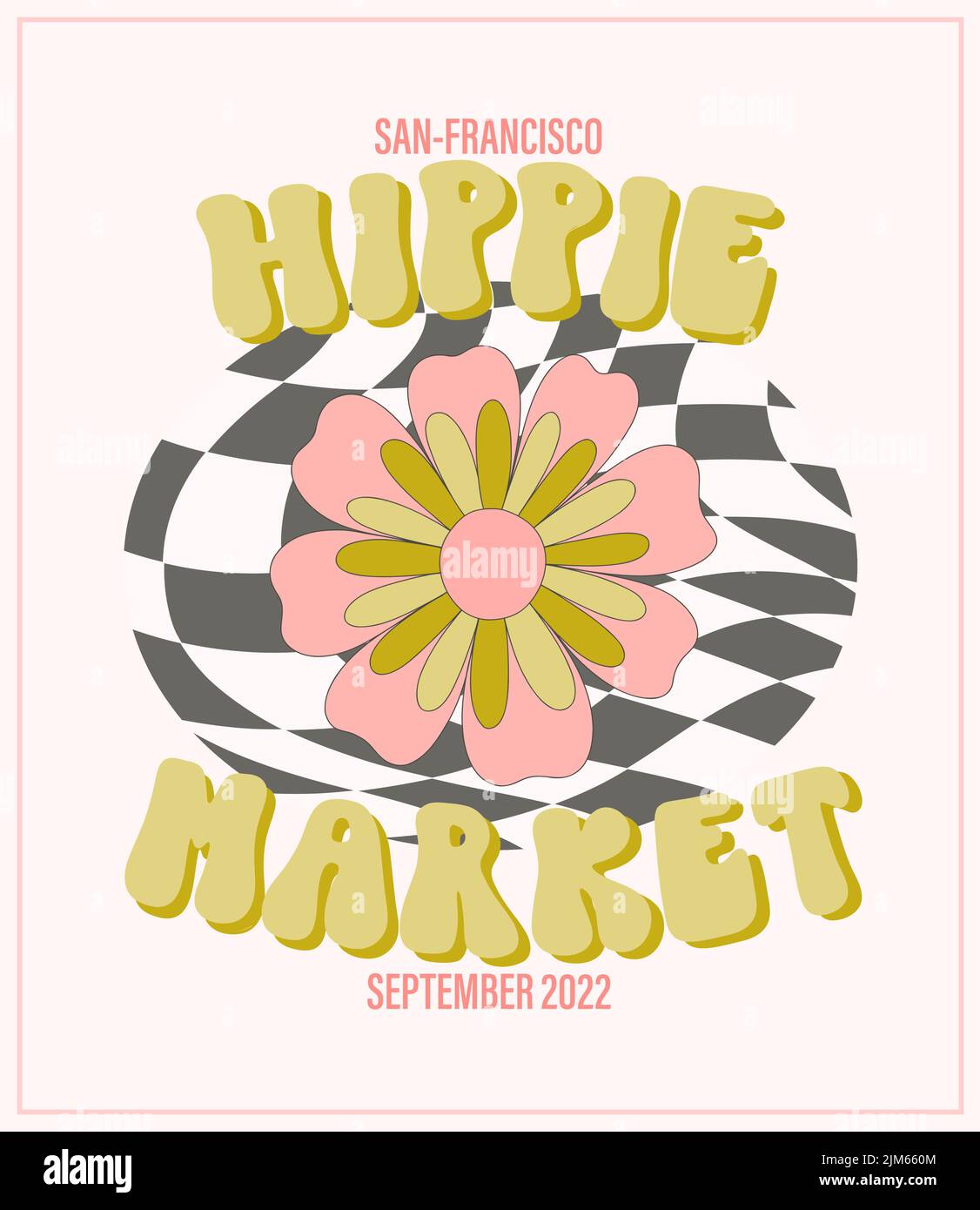 Style hippie funky Vibe. Vintage 1960-1970. Arrière-plan rétro hippy. Imprimé rétro symbole. Illustration de Vecteur