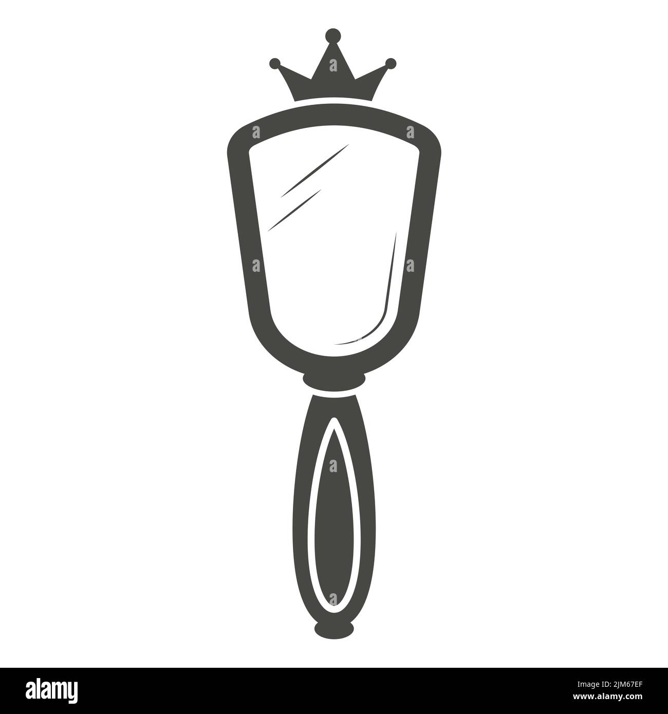 Miroir de princesse vintage de style royal sur fond blanc. Cadre rétro avec couronne pour l'anniversaire et la fête de bébé fille. Silhouette vectorielle Illustration de Vecteur