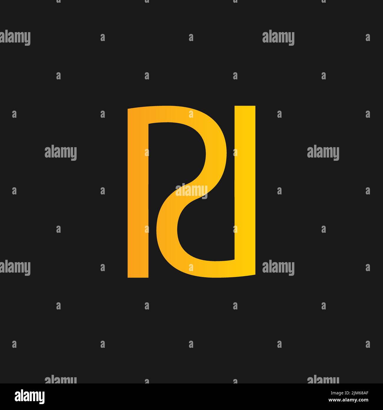 Un modèle jaune de logo de la compagnie d'initiales PP sur fond noir Illustration de Vecteur